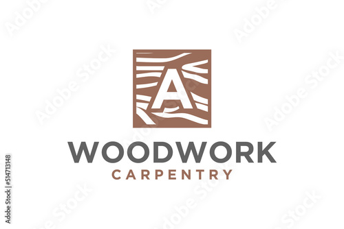 Capenter industry logo design - wood log, timber plank wood, woodwork handyman, wood house builder. simple minimalist icon.