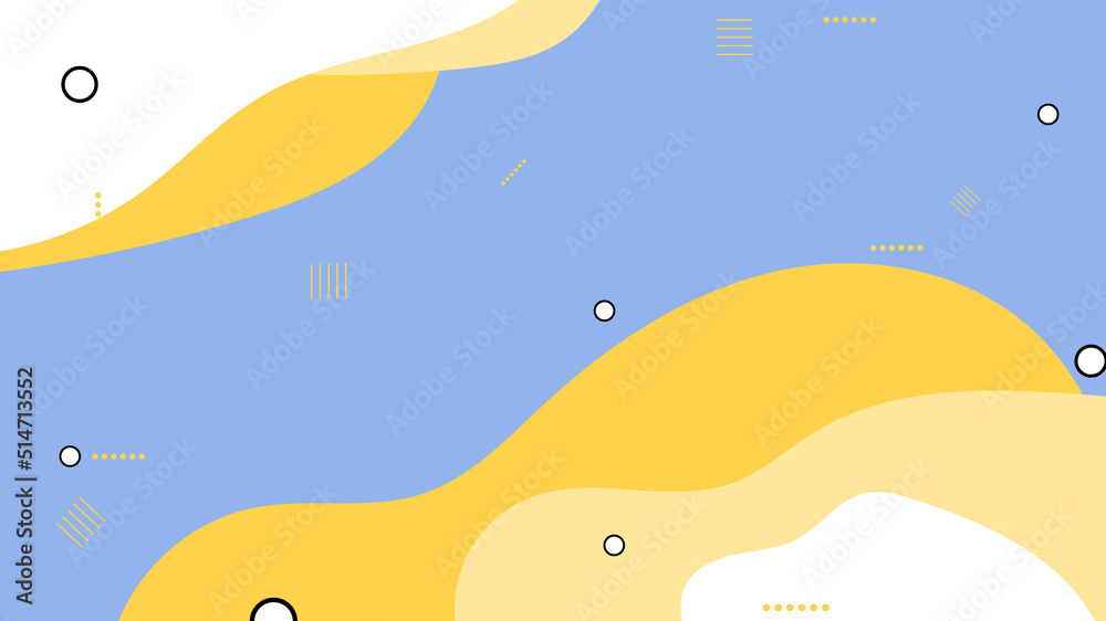 Abstract fluid shape bright color with geometric elements on blue background. Abstract fluid shape bright color with geometric elements on blue background.