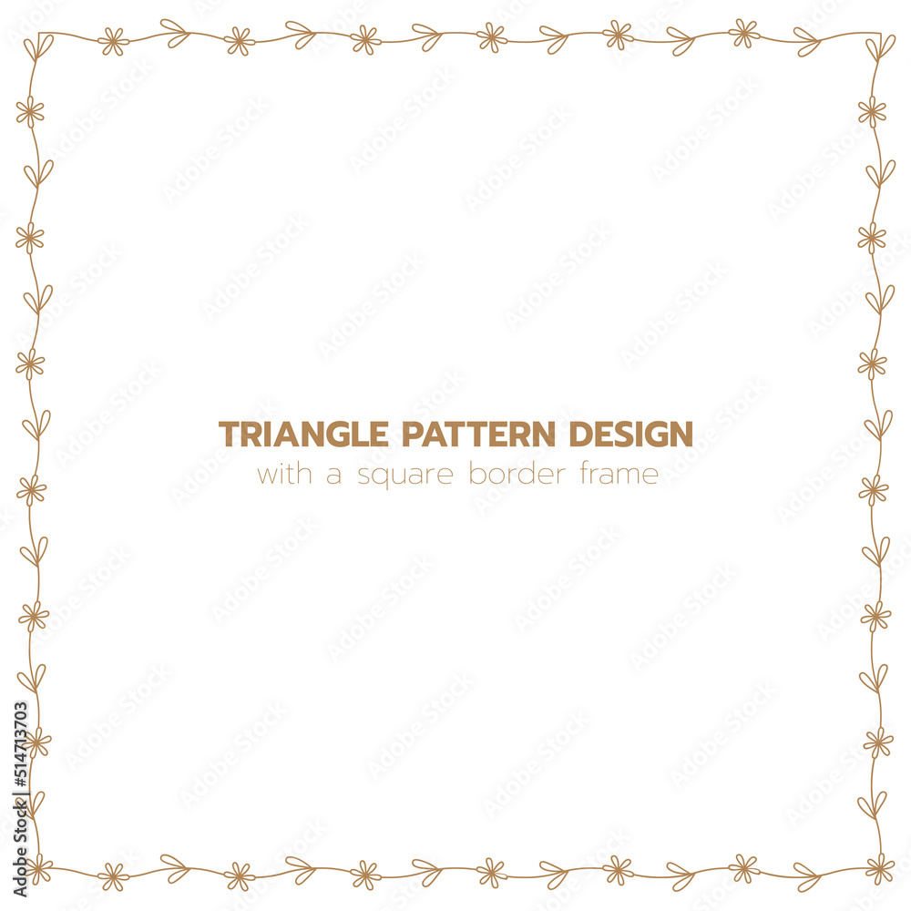 Leaf and flower pattern design with a square border frame Leaf and flower pattern design with a square border frame
