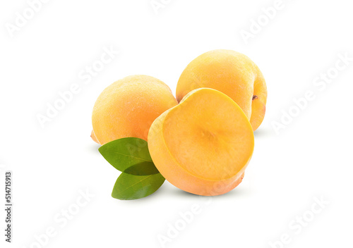 Fototapeta Naklejka Na Ścianę i Meble -  Yellow peaches isolated on a white background.