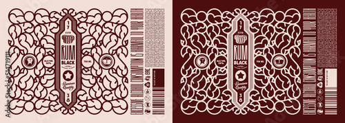 Template decorative label for rum