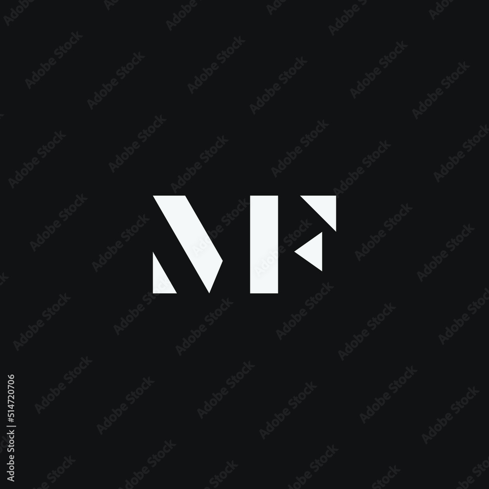 MF monogram fashion logo with stencil style in black and white MF monogram fashion logo with stencil style in black and white
