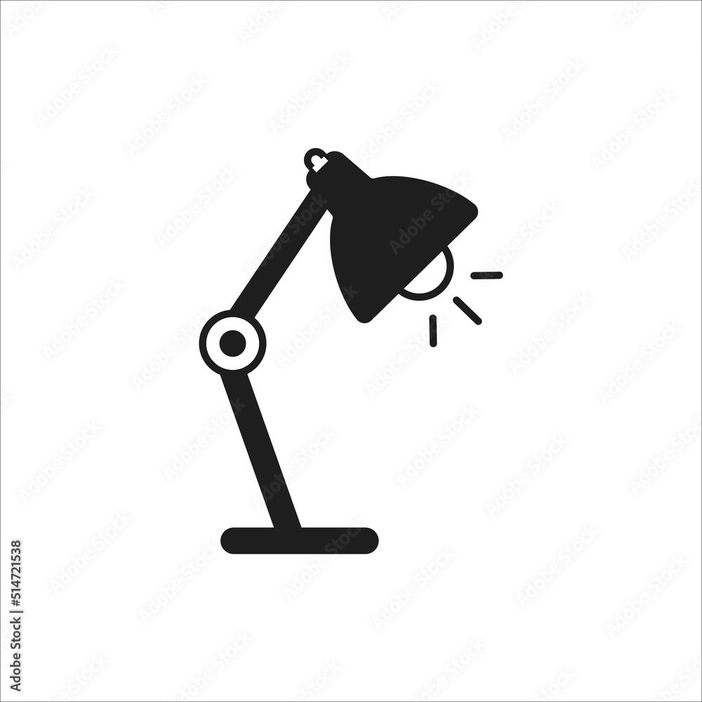 Table lamp glyph icon. Desk lamp isolated sign symbo in vector. Logotype Table lamp glyph icon. Desk lamp isolated sign symbo in vector. Logotype