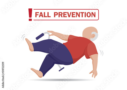 elderly person is falling illustration vector. fall prevention illustration