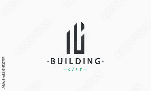 Building logo. Modern cityscape  architect  building and property logo design template.