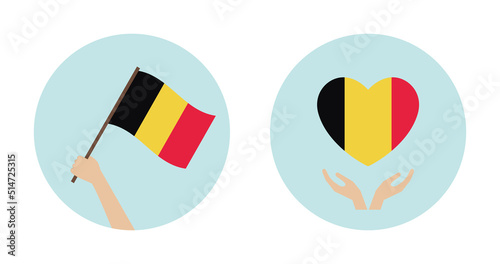 belgium national flag in hand icon