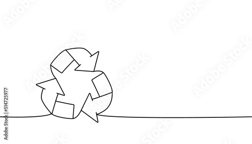 Recycle one line continuous drawing. Recycling waste, Ecology continuous one line illustration. Vector minimalist linear illustration.