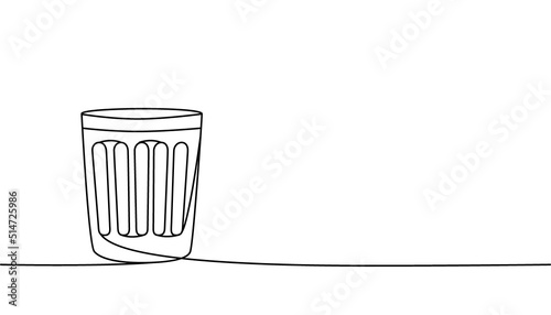 Recycle bin one line continuous drawing. Trash can, Waste container continuous one line illustration. Vector minimalist linear illustration.