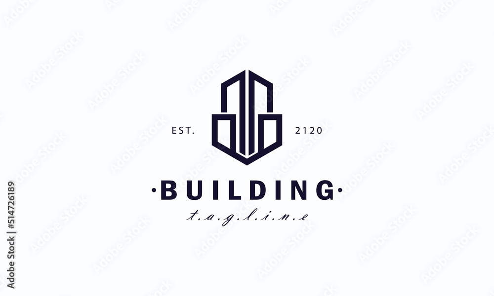 Real estate logo design template. Design for architecture, planning, structure, construction, building, apartment, residence, skyscrapers, property and cityscape.