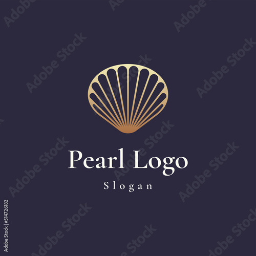 luxury and elegant gold colored pearl shell logo template
