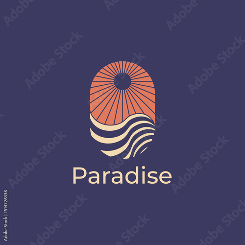 Ocean Sun Logo Design, sea logo design