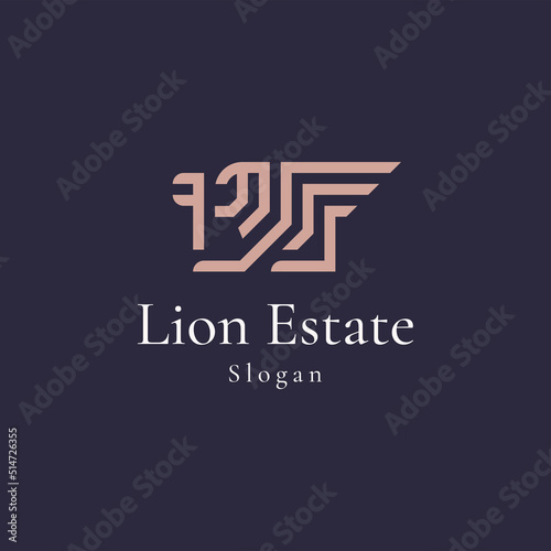 Luxury Royal Lion King with the key line logo design