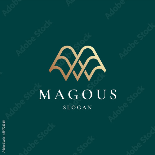 Elegant line curve vector logotype. Premium letter M logo design. Luxury linear creative monogram.
