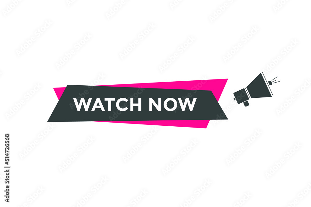 Watch now text button. Colorful web banner Watch now. Vector illustration Watch now text button. Colorful web banner Watch now. Vector illustration