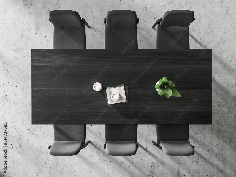 Top view of meeting room interior with eating table and chairs Stock Illustration Adobe Stock