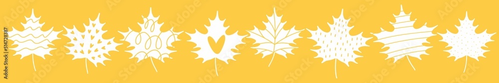 A set of silhouettes of autumn leaves, hand-drawn A set of silhouettes of autumn leaves, hand-drawn