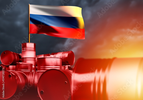 Quadro em tela Oil from Russia with Russian flag