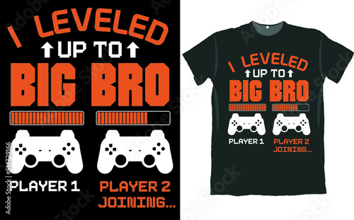 Εκτύπωση καμβά I Leveled up to Big Bro Game Console T Shirt Design