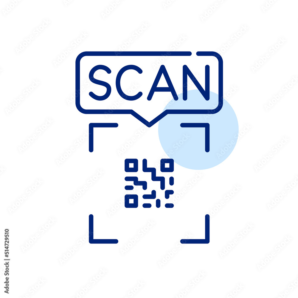 Scan a qr code speech bubble message. Pixel perfect, editable stroke line art icon