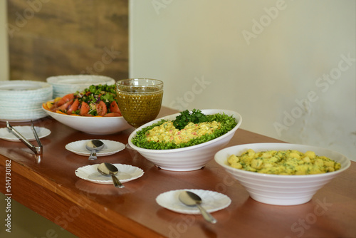 buffet and banana farofa salad 
