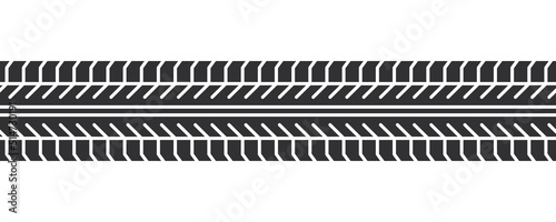Auto tire tread seamless element. Car tire pattern, wheel tyre tread track. Tyre print. Vector illustration isolated on white background.