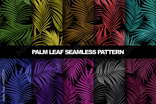 Collection of palm leaf vector seamless pattern