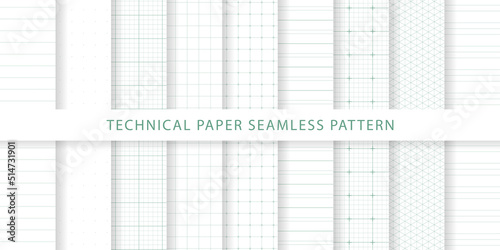 Collection of technical paper seamless pattern