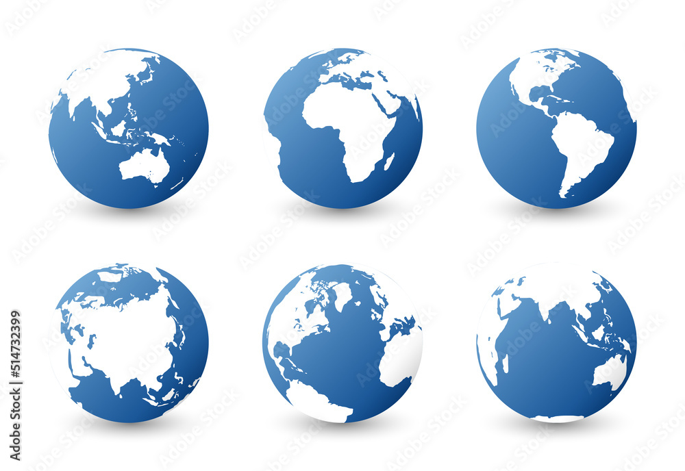Set of planet earth. Set of earth globe