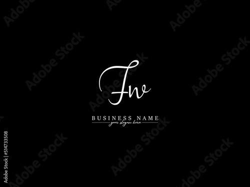 Abstract FW Signature Logo, Signature Fw wf Logo Letter Vector Image With New Black Signature Letter Design photo