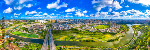 Photography Aerial Scenic View of the Meishe River National Wetland Park in Haikou City, Hainan Province, China, Asia
