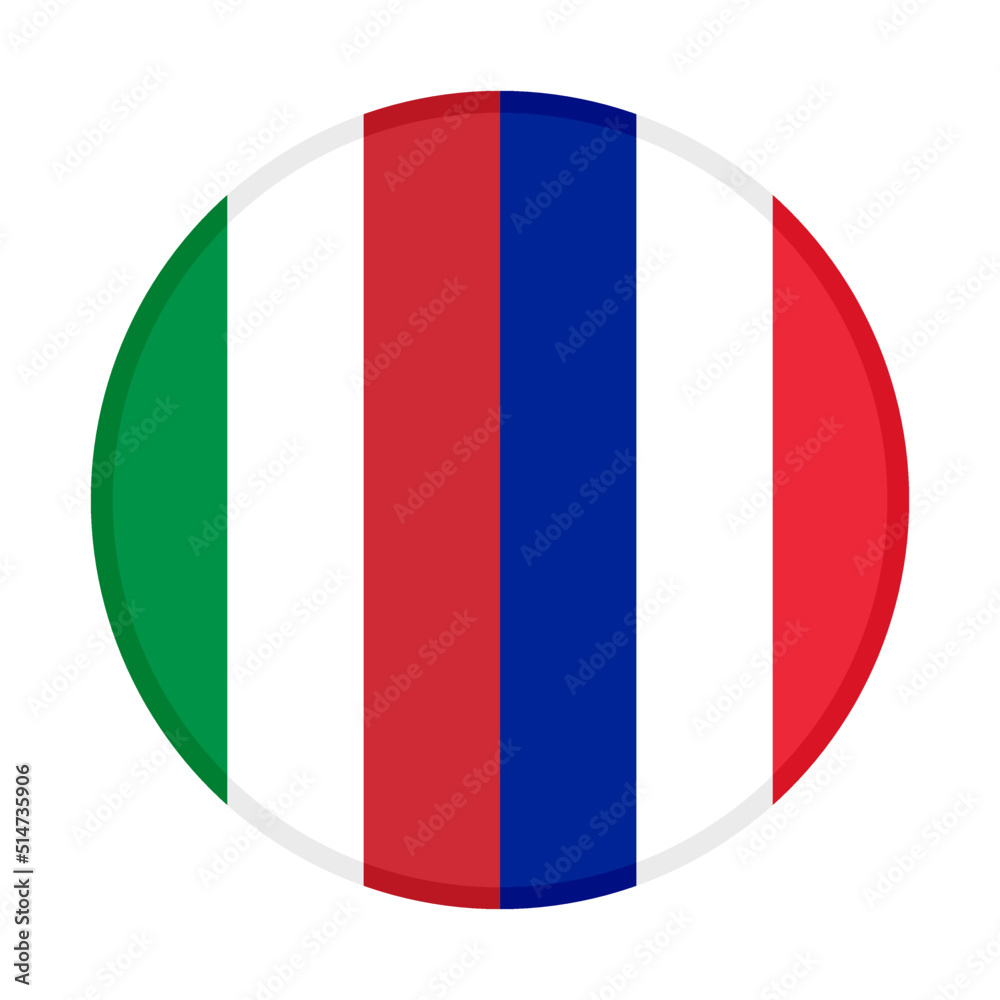 circle icon of italian and french flags. vector illustration isolated white background circle icon of italian and french flags. vector illustration isolated white background