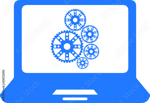 Laptop and gear icon, laptop icon vector