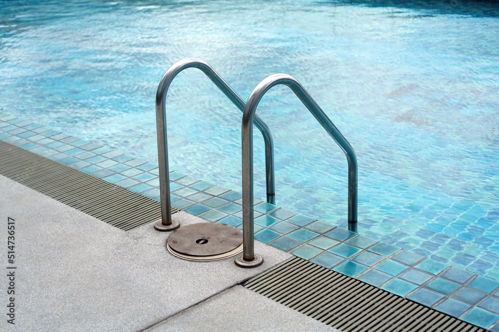 A swimming pool ladder in the resort. 