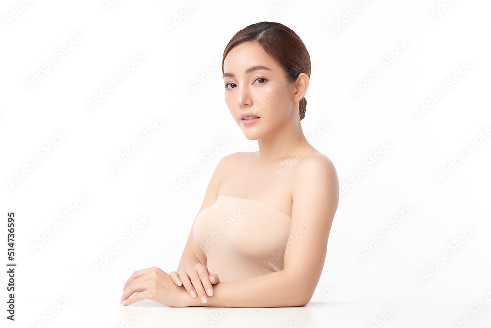 Beautiful young asian woman with clean fresh skin on white background, Face care, Facial treatment, Cosmetology, beauty and spa, Asian women portrait. Beautiful young asian woman with clean fresh skin on white background, Face care, Facial treatment, Cosmetology, beauty and spa, Asian women portrait.