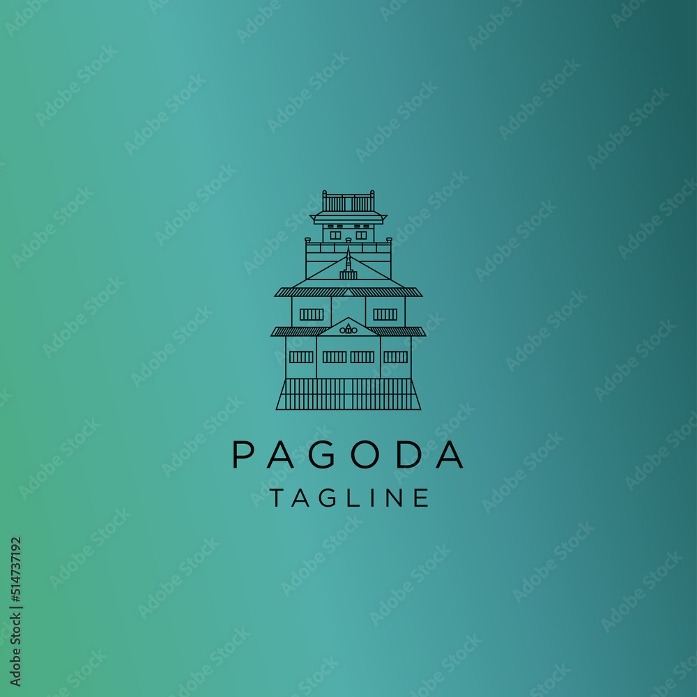 Pagoda  logo design icon vector