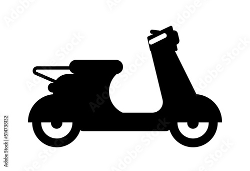 Scooter or moped vector illustration icon. Delivery riding a scooter, delivery logo, shipping, silhouette riding, symbol template. Symbol, logo illustration.