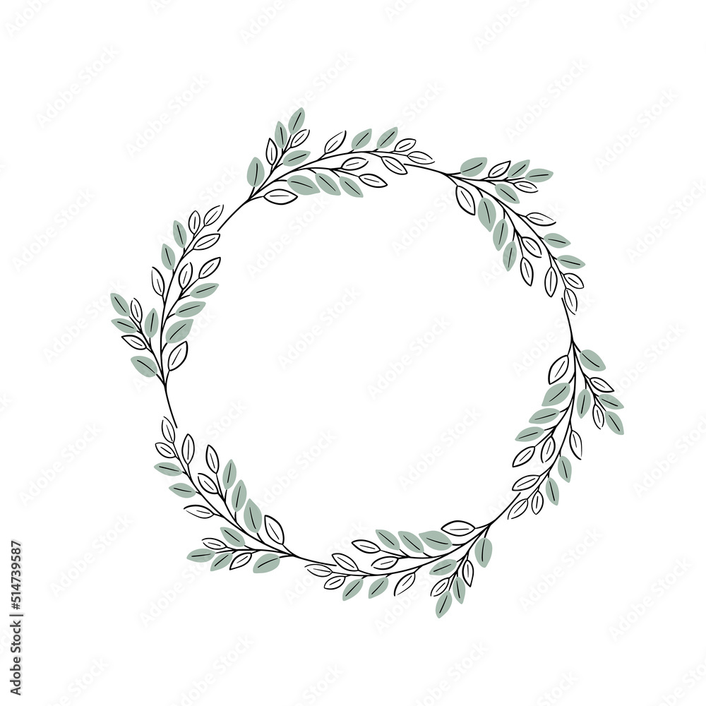 Floral hand drawn wreath with flowers, leaves and quote about nature. Floral hand drawn wreath with flowers, leaves and quote about nature.