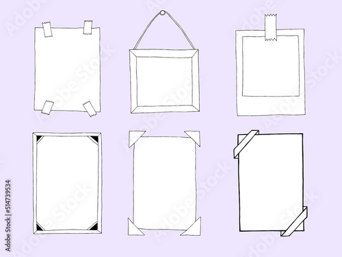 Set of doodle frames, hand-drawn style, border drawing vector