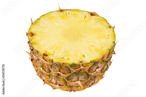 Pineapple with slices isolated on white background. Exotic fruit.