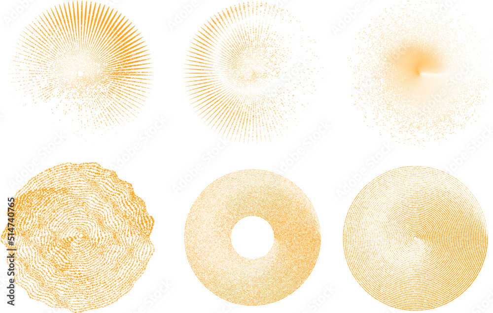 Grunge lines in Circle Form . Spiral Vector Illustration .Textured round Logo . Design element . Abstract Geometric circular shapes .Rotating grunge radial line. Concentric circles