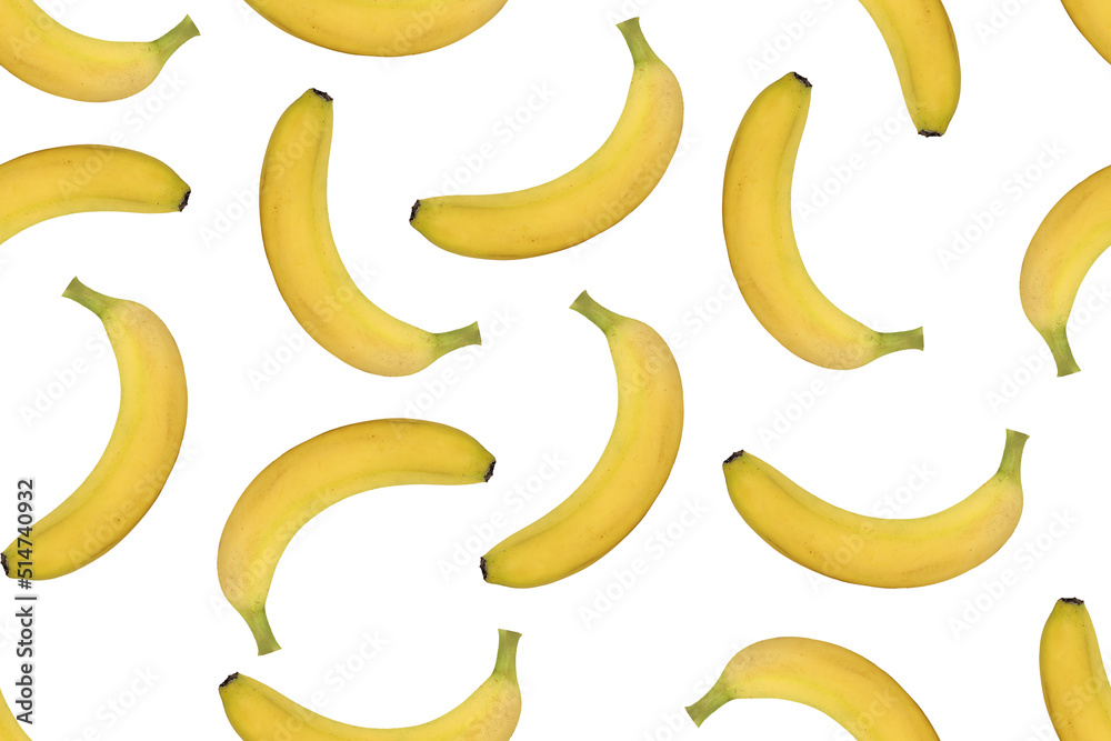 Yellow banana pattern. Banana fruit seamless pattern.