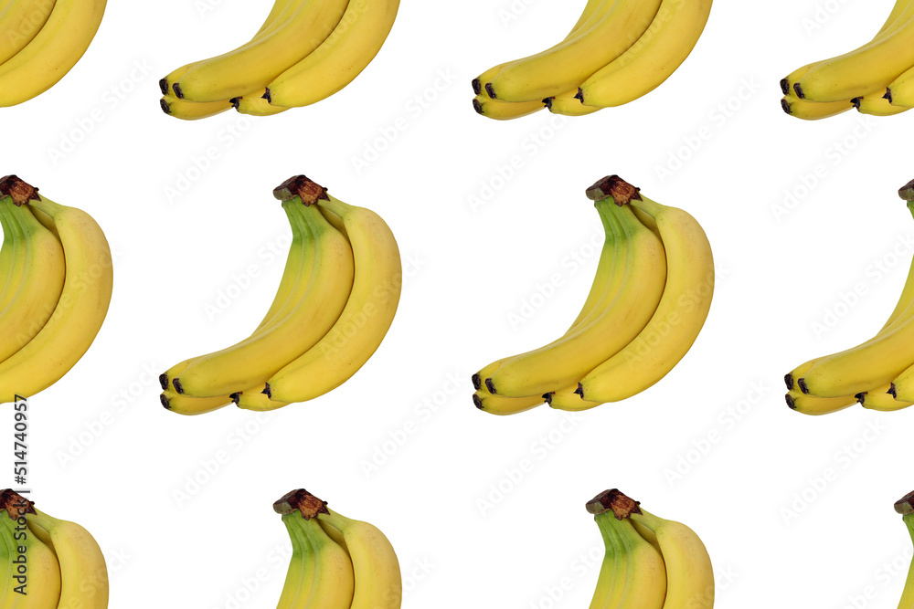 Yellow banana pattern. Banana fruit seamless pattern.