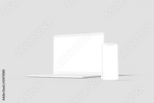 Clay mobile and laptop mockup blank 