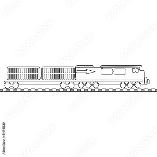 Continuous line drawing freight train icon vector illustration concept