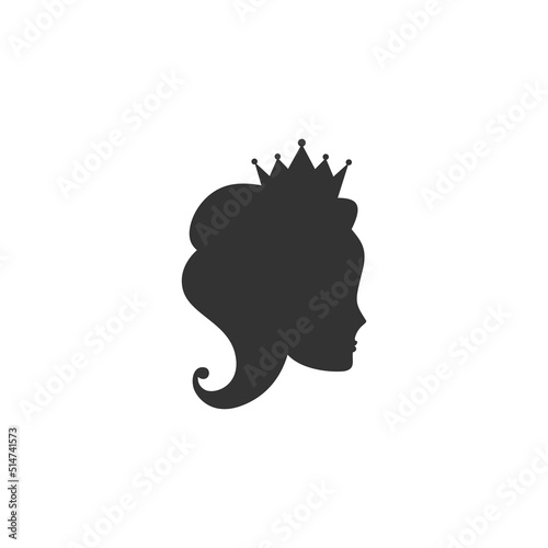 Beautiful princess with crown. Women s elegant silhouette with beautifull hairstyle.