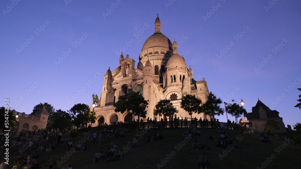 Sacre-Coeur Cathedral in Paris during the night