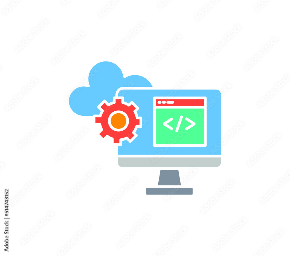 computer cloud services icon isolated white background computer cloud services icon isolated white background