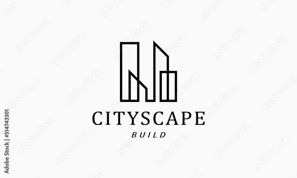 Modern cityscape logo design template. Design for architecture, planning, structure, construction, building, residence, skyscrapers and apartment.