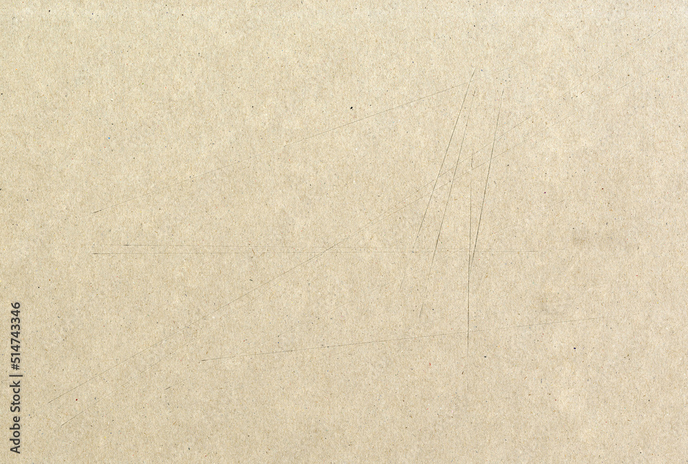 Fototapeta premium High resolution paperboard paper texture background gray, beige with knife marks or scratches recycled with small colorful particles with copy space for text for wallpapers or design material mockup