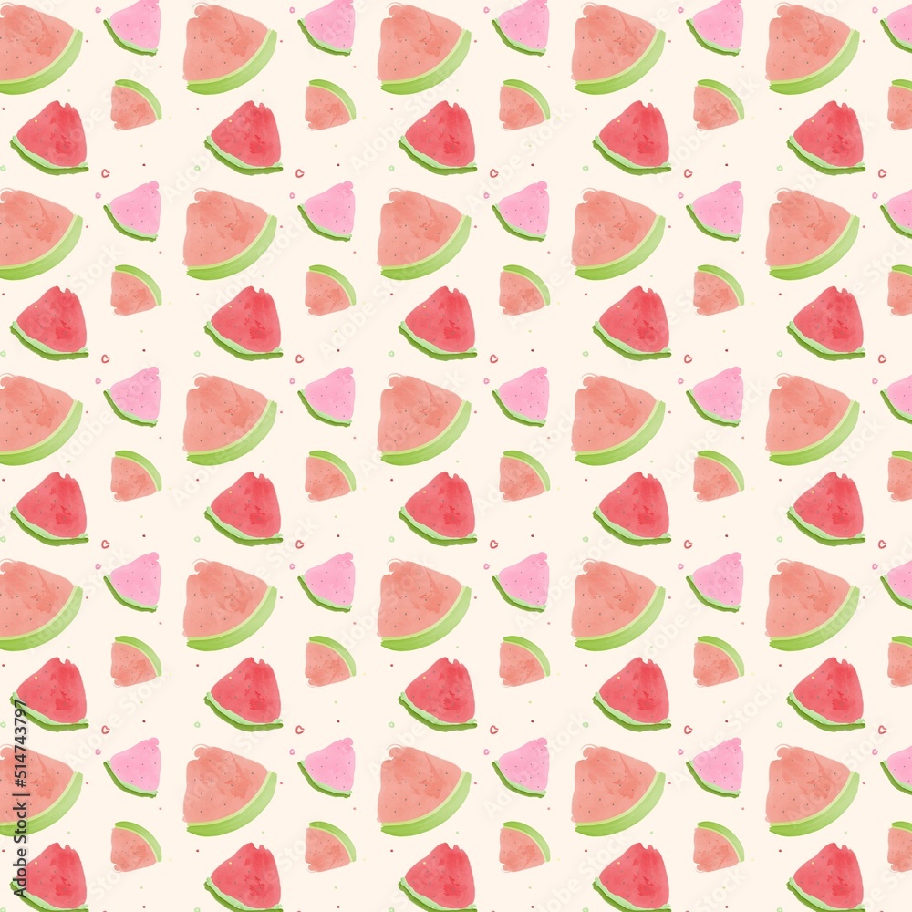 Vector watermelon pattern. Watermelon acvarel background
